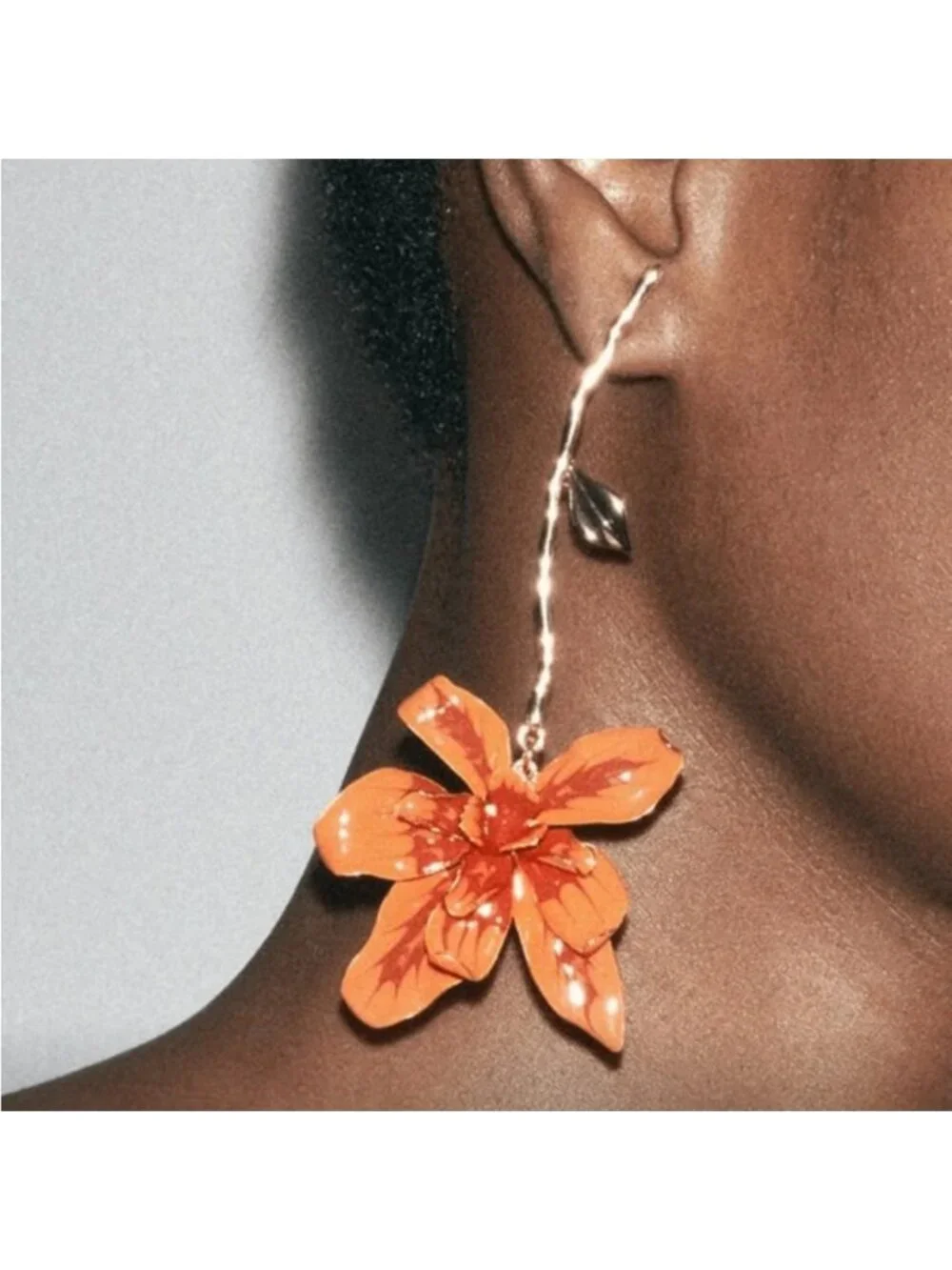 New! Zara Gold Orange Flower Statement Earrings (2014) NWOT